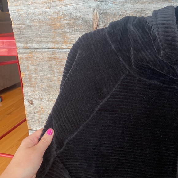 Zella Plush Corduroy Velour Ribbed Hoodie Sweatshirt Black Sz S - Picture 3 of 8